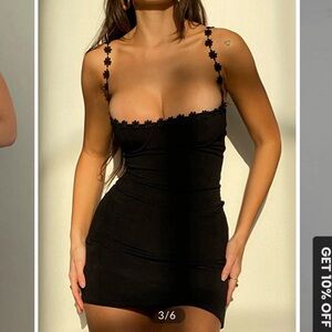 Commense Floral Contrast Trim Low Cut Cami Mini Dress